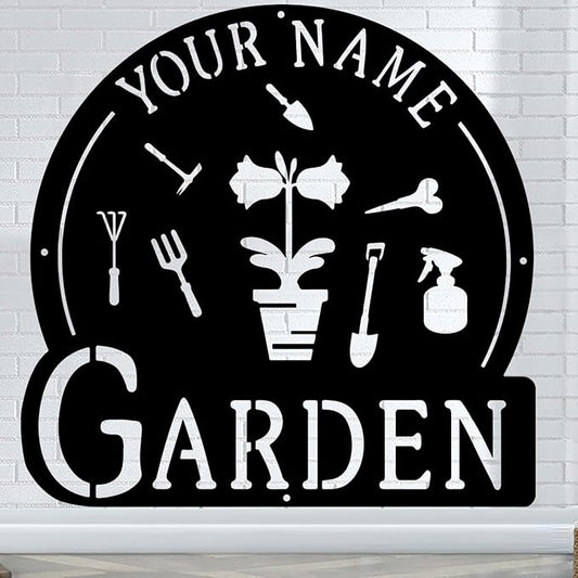 CFC0121326 Personalized Metal Garden Sign, Custom Plaque for Women, Mom, Grandma - Rustic Decoration for She Shed, Potting Shed