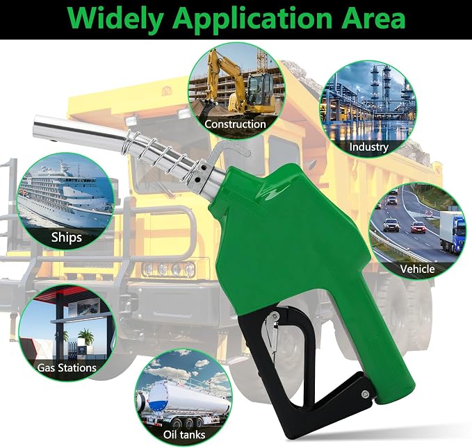 Azdele 3/4" NPT Fuel Nozzle & Hose Swivel, Auto Shut Off Diesel Fuel Transfer Nozzle, 3-speed Latch Max Flow 16 GPM, Automatic Fuel Nozzle Used for Gasoline, Diesel, Biodiesel, Kerosene