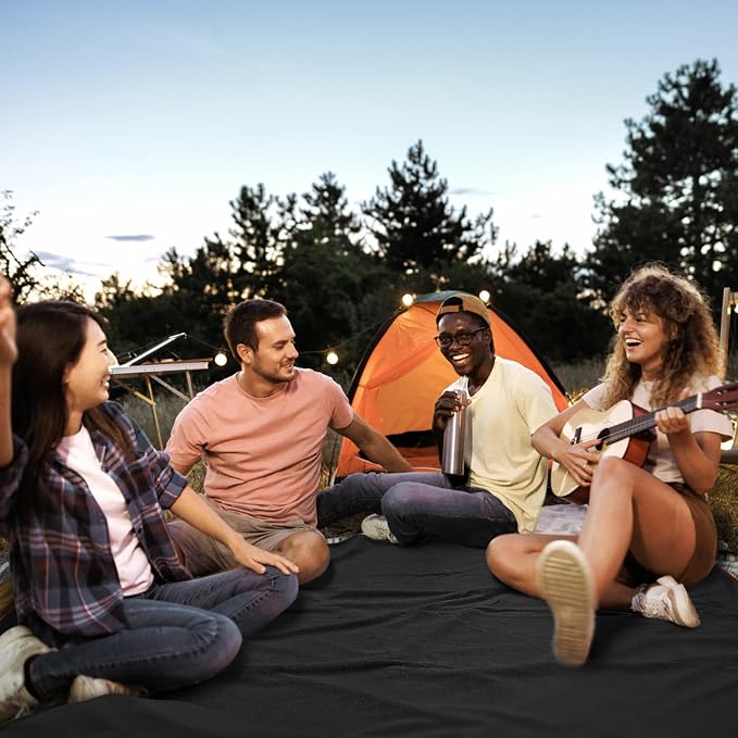 Large Waterproof Outdoor Picnic Blanket 80"x 58" | Windproof Lightweight Stadium Blanket, Packable, Stay Dry and Comfortable for Camping, Sports, Travel - Red Hooded