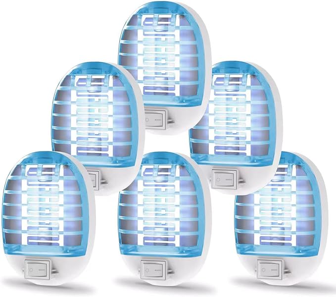 Bug Zapper Indoor, Electronic Fly Trap Insect Killer, Mosquitoes Killer Mosquito Zapper with Blue Lights for Living Room, Home, Kitchen, Bedroom, Baby Room, Office(6 Packs)