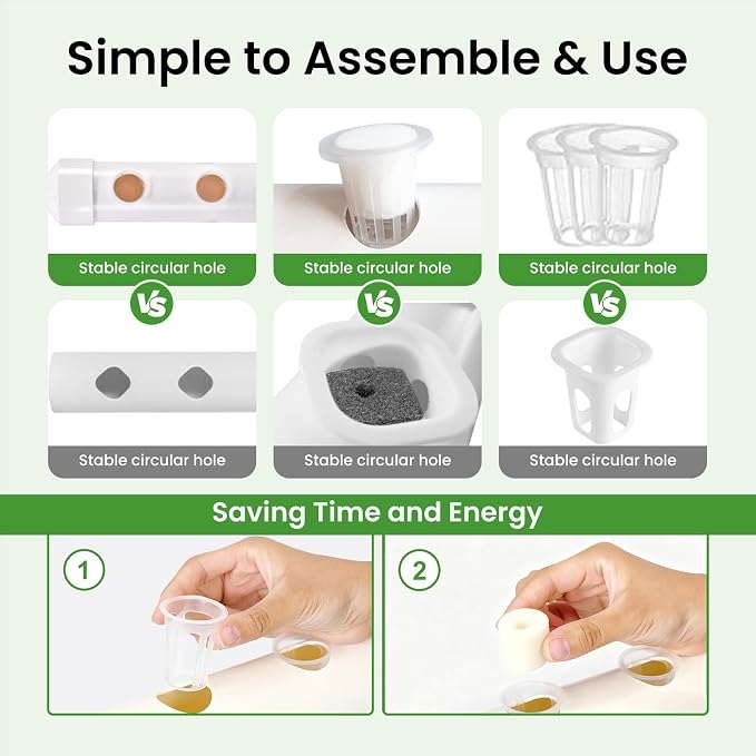 Upgraded Hydroponics Growing System, 36 Plant Sites, 1 Layers 4 Food-Grade PVC-U Pipes,hydroponics Growing System Kits, Gardening Systems Grow Kits with Water Pump Timer, nests Basket and Sponge