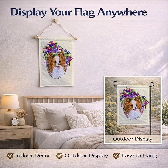 Caroline's Treasures SS8074GF Papillon Garden Flag Mailbox Flag Decorative Yard Flag Banner Outside Patio Artwork Yard Flower Beds, Garden Size, Multicolor