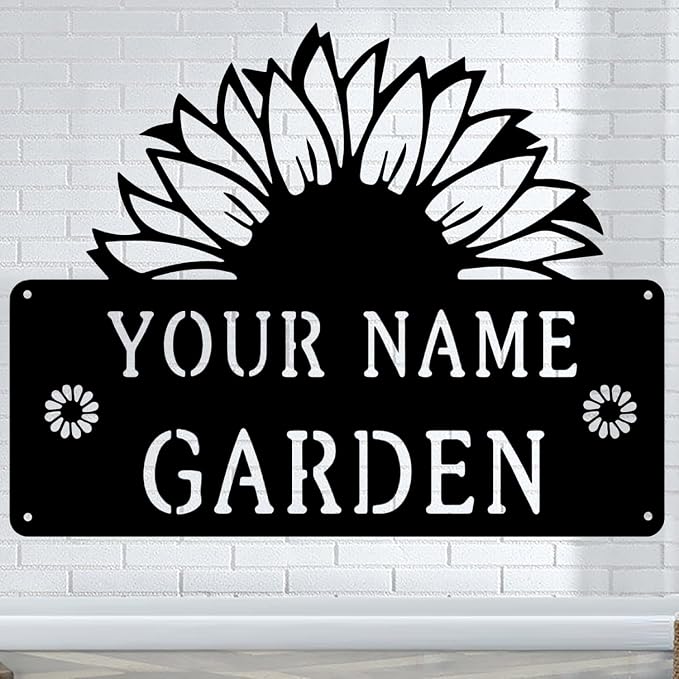 CFC0121323 Sunflower Metal Signs, Flowers Garden Plaque for Mom Grandma,Custom name Metal Garden Signs Outdoor Decor,Rustic Decorations for She Shed, Potting Shed, Housewarming Gifts