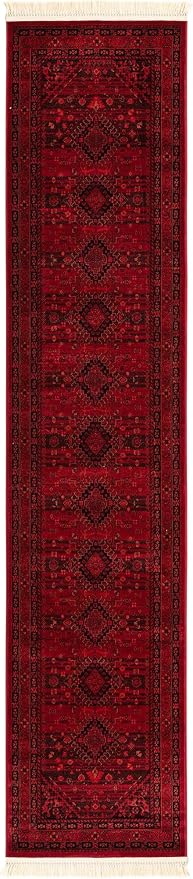 Unique Loom Tekke Collection Area Rug - Sheibani (2' 7" x 12' Runner, Red/ Black)