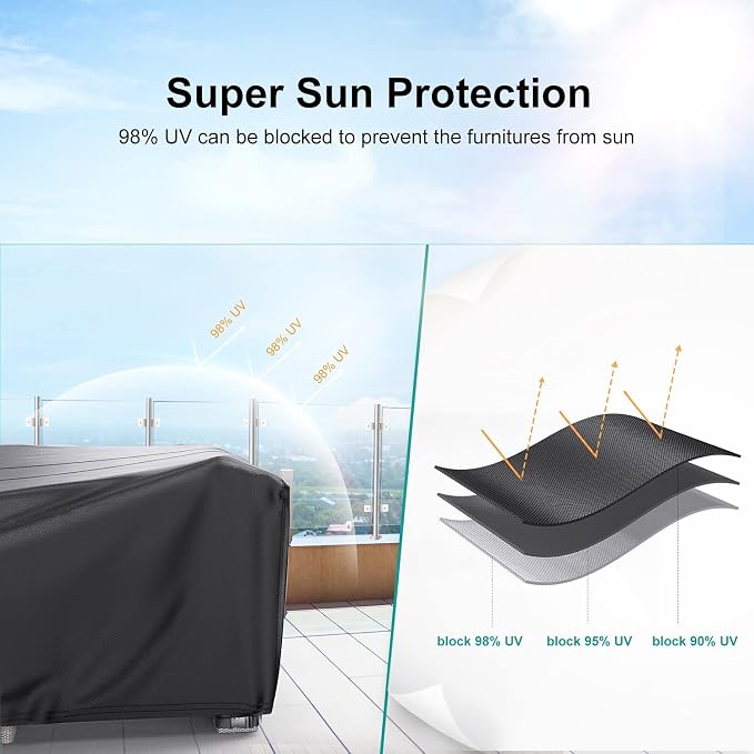 Patio Furniture Covers, Heavy Duty 600D Outdoor Furniture Cover Waterproof, Sectional Sofa Set Covers Table and Chair Set Cover,138"L×86"W×28"H