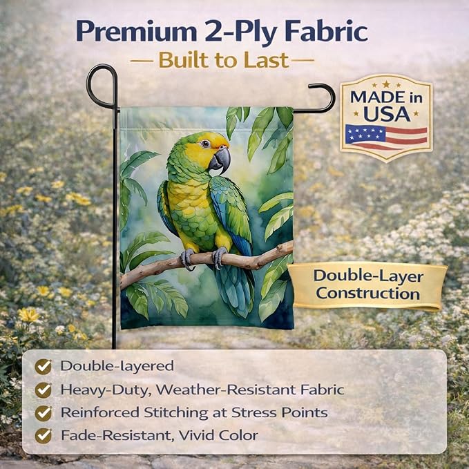 Caroline's Treasures Yellownaped Amazon Parrot Garden Flag Mailbox Flag Decorative Yard Flag Banner Outside Patio Artwork Yard Flower Beds, Garden Size, Multicolor