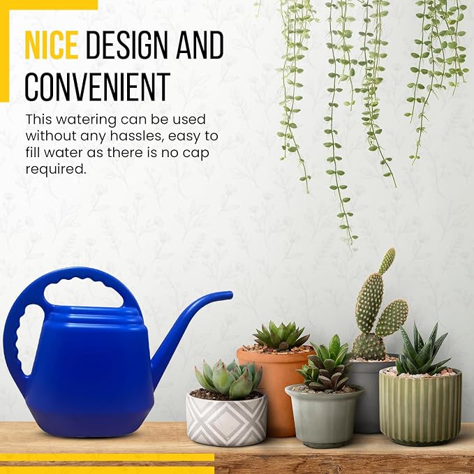 KP KOOL PRODUCTS One Gallon Blue Watering Can – Durable Plastic Indoor & Outdoor Plant Waterer – Lightweight Garden Tool with Easy Pour Spout – Ideal for Flowers, Herbs, Lawns & Houseplants – 1 Pack