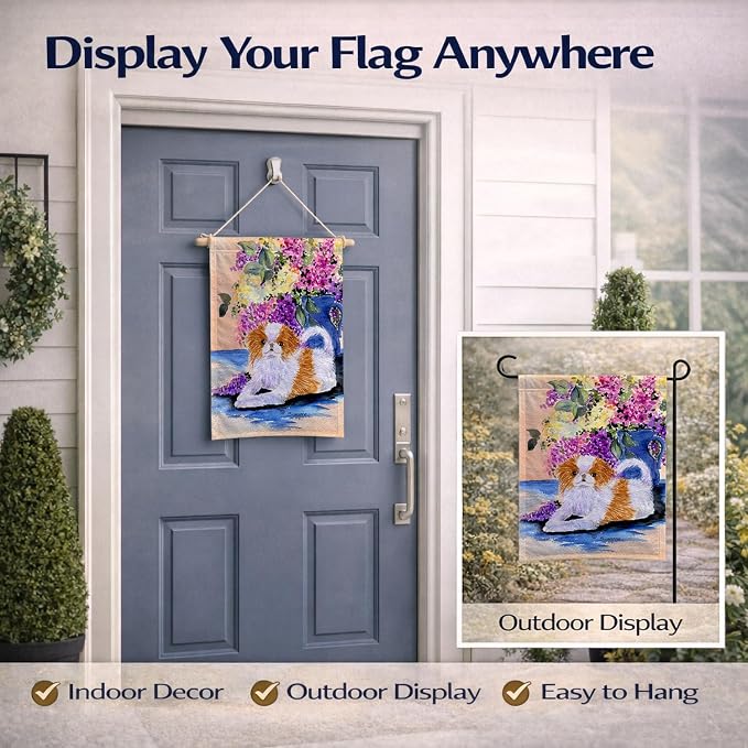 Caroline's Treasures SS8300GF Japanese Chin Garden Flag Mailbox Flag Decorative Yard Flag Banner Outside Patio Artwork Yard Flower Beds, Garden Size, Multicolor