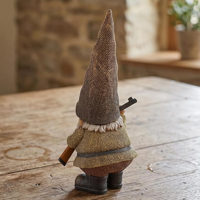 Elenon Garden Gnome Outdoor Statue, 10.6'' High Funny Dwarf with Gun Figurine Decor, Resin Sculpture for Patio Yard Lawn Porch Decoration Ornaments Gift