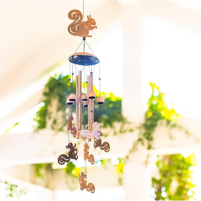Squirrel Wind Chimes for Outside,Squirrel Gifts for Women Men/Memorial Gift/Birthday Gifts Metal windchimes Outdoors/Indoors,Garden Decor,Patio,Home,Porch,Yard Decorations