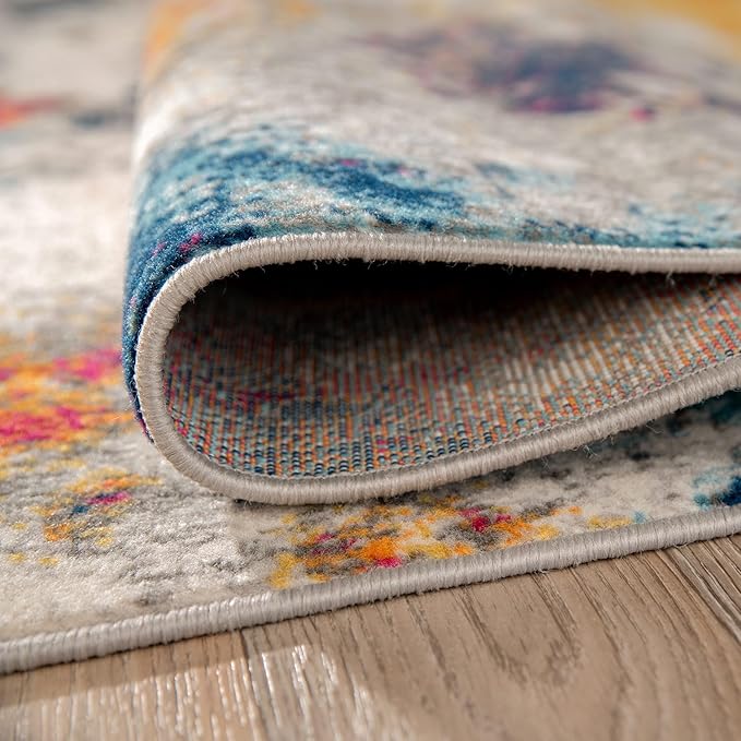 Rugshop Modern Abstract Living Room Non-Shedding Runner Rug Multi 2' x 10' | Rectangular, Size 2' x 10', Bedroom, Dining Room, Home Office, Kitchen, Entryway, Hallway, Nursery, Kids Room, Guest Room