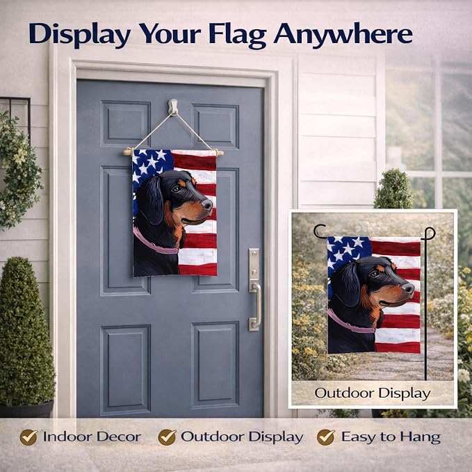 Caroline's Treasures CK6713GF Slovensky Kopov American Flag Garden Flag Mailbox Flag Decorative Yard Flag Banner Outside Patio Artwork Yard Flower Beds, Garden Size, Multicolor