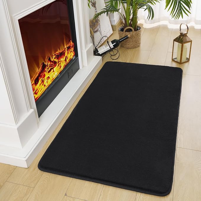 Amearea Modern Washable Runner Rugs, 2x4 Feet Black Bedroom Runner Rug | Small Area Rugs for Bedroom Living Room, Non Slip Memory Foam Rug for Hallway Entryway Kids Boys Girls Room Laundry Room