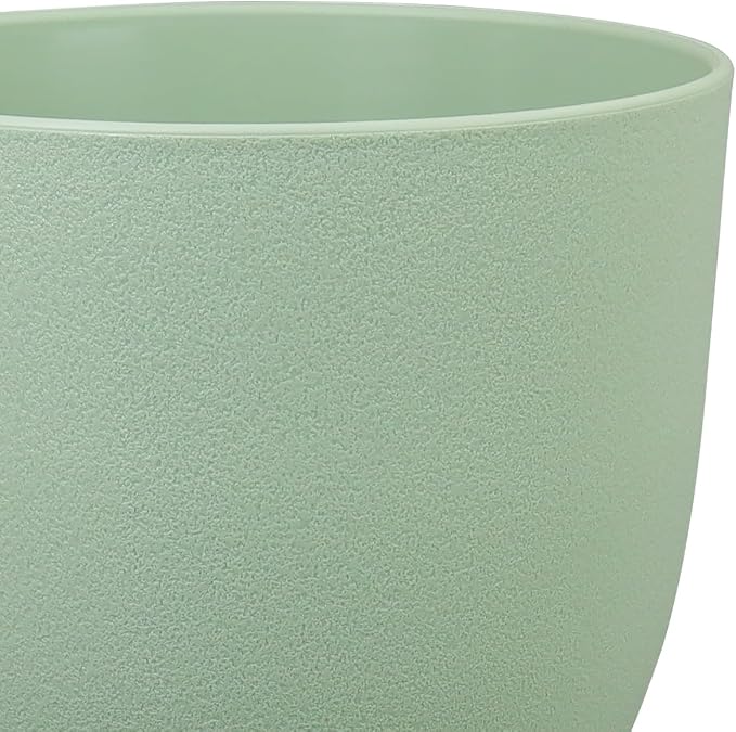 WSMKSZ Medium Plant Pots 10/9/8 inch, Flower Pots for Indoor Outdoor Plants, Set of 3 Modern Decorative Plastic Planters with Drainage Holes and Saucers for House Porch Garden Plants, Green