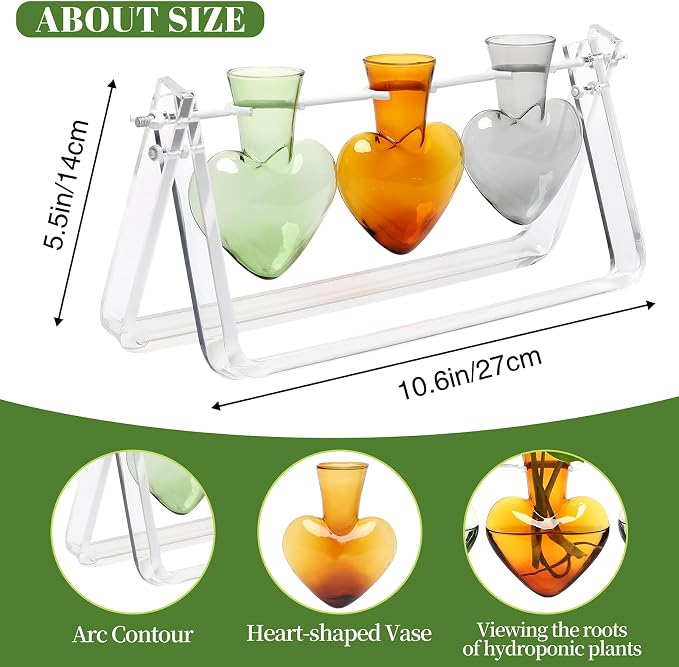 Clear Plant Terrarium Propagation Stations with Acrylic Stand | Birthday Gifts for Women Office Home Decor