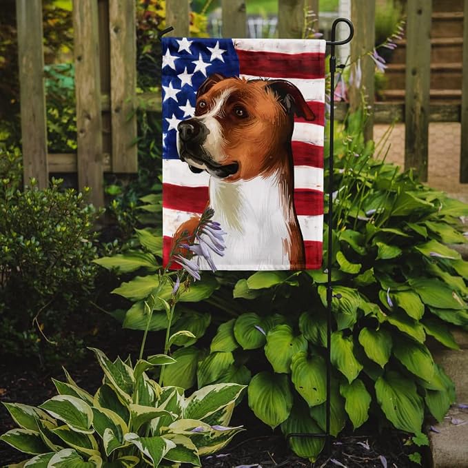 Caroline's Treasures CK6512GF English Foxhound Dog American Flag Garden Flag Mailbox Flag Decorative Yard Flag Banner Outside Patio Artwork Yard Flower Beds, Garden Size, Multicolor