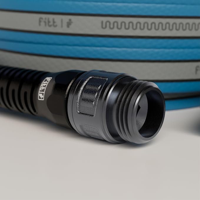 FITT HiFlo Water Hose 50ft, Multipurpose Flat Garden Hose, Easy to Use and Long-lasting Performance, Grey