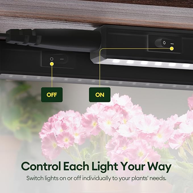 Maygrove Grow Lights for Indoor Plants, Sunlike Full Spectrum 5000K 1FT LED Growing Lamp 28W (4 x 7W), T5 Grow Light Strip for Seed Starting, Vegetables, Linkable, Black, 4-Pack