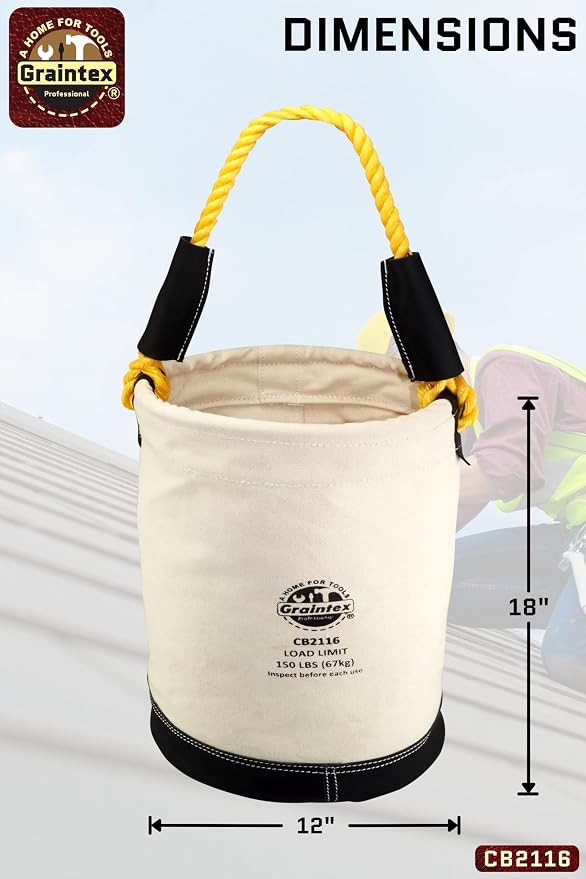Graintex CB2116 Utility Canvas Bucket Leather Bottom
