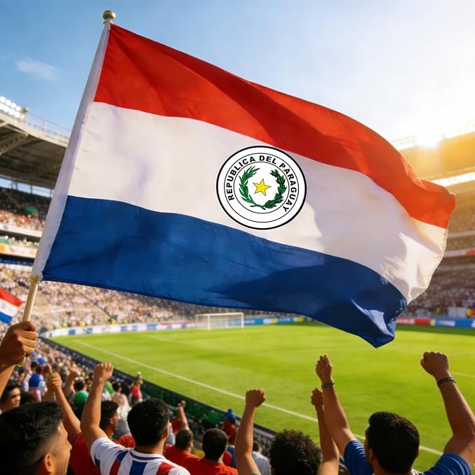 Ahfulife Paraguay Flag 3x5 Ft, 2 Pcs Large Paraguayan National Flags for Outdoor Indoor, Double Sided with Brass Eyelets for World Cup, Party, Garden, Bar, Street Decor