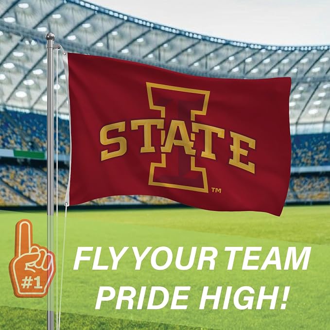 NCAA Iowa State University Flag with Grommets, 3'x5' ISU Cyclones Outdoor College Flags & Banners for Garden Patio Indoor Wall Décor