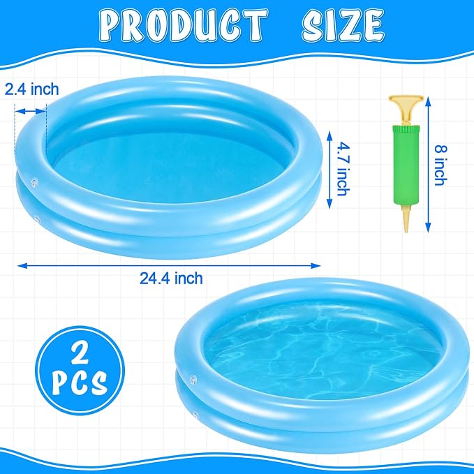 2 Pack Blue Inflatable Pool Foot Bath Basin, Swimming Pool Clean Feet | Foot Soaking Bath Basin for Pool Entry Ladder, Home Spa Treatment for Above Ground Pools