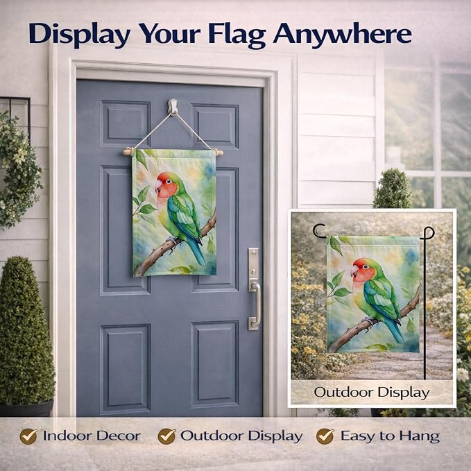 Caroline's Treasures Peachfaced Lovebird Garden Flag Mailbox Flag Decorative Yard Flag Banner Outside Patio Artwork Yard Flower Beds, Garden Size, Multicolor