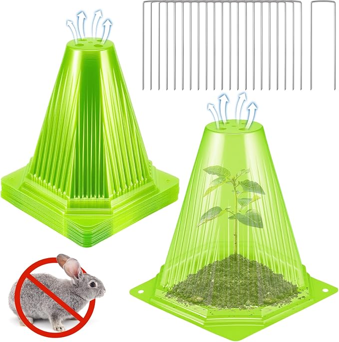 15PCS Garden Cloches for Plants with 30PCS Ground Stakes,Reusable Plant Bell Cover,Plastic Small Plant Seedling Protector Plants Cloches from Animals,Chickens, Birds,Snails & Frost,7.9" H X 6.7" D