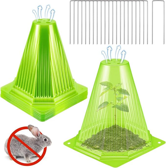 15PCS Garden Cloches for Plants with 30PCS Ground Stakes,Reusable Plant Bell Cover,Plastic Small Plant Seedling Protector Plants Cloches from Animals,Chickens, Birds,Snails & Frost,7.9" H X 6.7" D
