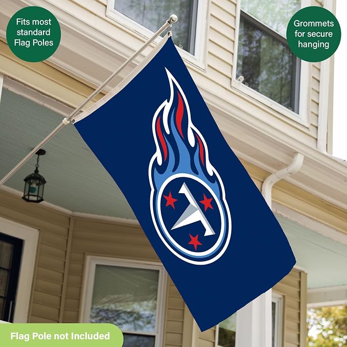NFL Tennessee Titans 3 x 5 Outdoor Durable House Flag with Grommets | Sport Team Flag & Banner | Indoor Wall Decor Flag for Room | Works with Flag Poles for Outside House