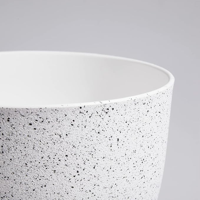 WSMKSZ Large Flower Pots 12/10/9 inch, Set of 3 Modern Decorative Plastic Planters with Drainage Holes and Saucers for Garden House Plants, Plant Pots for Indoor Outdoor Plants, Speckled White