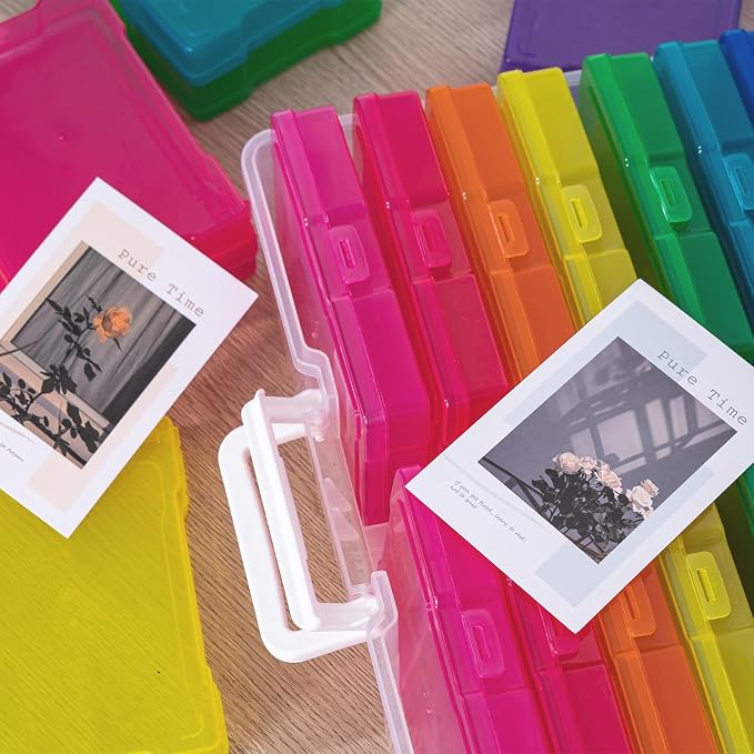novelinks Photo Storage Box and 16 Inner 4" x 6" Photo Storage Containers | 1Pack Color, Photo Albums 4x6 Pictures, Photo Organizers and Storage, Card Game Storage, Task Boxes for Special Education