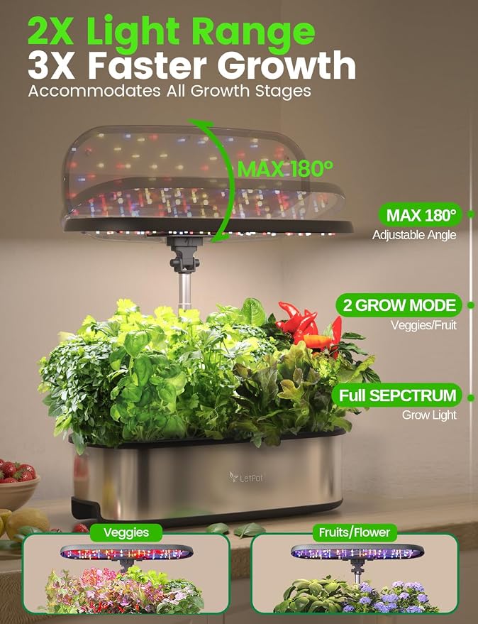LETPOT LPH-SE Hydroponics Growing System, 12 Pods Smart Herb Garden Kit Indoor, Indoor Garden, APP & WiFi Controlled, with 24W Growing LED, 5.5L Water Tank, Pump System, Automatic Timer | APP & WiFi Controlled, 24W Growing LED, 5.5L Water Tank, Pump Sy...