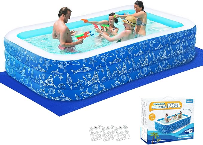Inflatable Swimming Pool for Kids and Adults- 118" x 68" x 22" Family Full-Sized Blow Up Pools for Kids-Thickened Durable Above Ground Swimming Pool Backyard Lawn, Summer Party Outdoor and Indoor