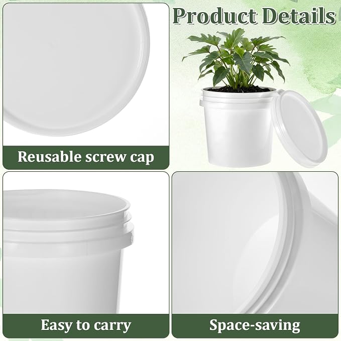 20 Pack 1/4 Gallon Plastic Bucket with Lid, 1 Quart Paint Cans with Lid Paint Containers White Plastic Painting Water Pail for Storage Container Home Household Cleaning