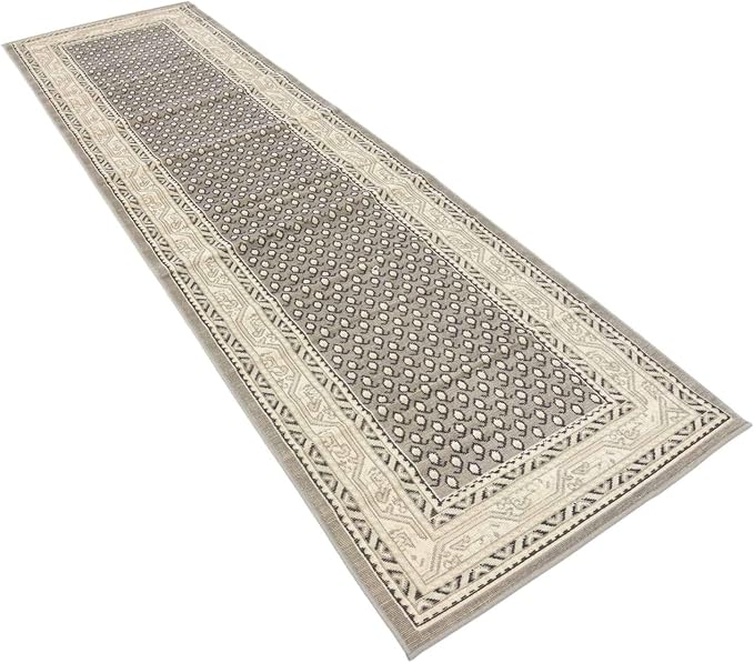 Unique Loom Williamsburg Collection Traditional Border with Dotted Center Area Rug, Runner 2' 9" x 9' 10", Gray/Beige