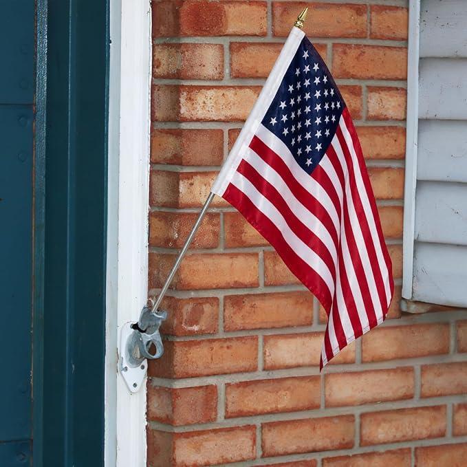 AMZFLAG 6 Pack Small American Flags on Stick 8x12 Inch for 250th Anniversary, Heavy Duty Mini Hand Held Handheld US USA Flags with Retractable Pole for 4th of July Outside Yard Garden Decorations