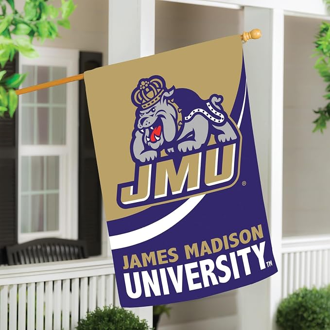 Team Sports America NCAA James Madison University House Flag, 28 x 44, Double Sided Garden Flags for Outside, Outdoor College Flags & Banners for Garden Patio, Indoor Wall Decor Flag for Room