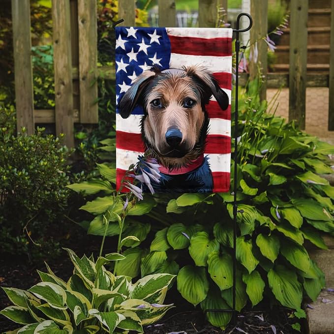 Caroline's Treasures CK6562GF Huntaway Dog American Flag Garden Flag Mailbox Flag Decorative Yard Flag Banner Outside Patio Artwork Yard Flower Beds, Garden Size, Multicolor