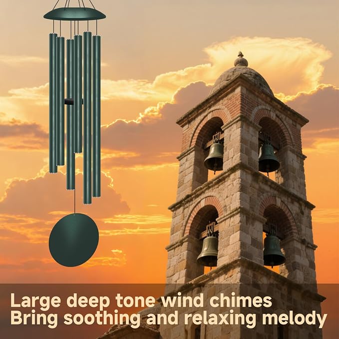 45" Large Wind Chimes for Outside, 6 Thick and Bold Aluminum Tubes Tuned Relaxing Melody Wind Chime Deep Tone, Big Wind Chimes for Garden Patio Decor, Great Gift Idea for Mother's Day (Forest)
