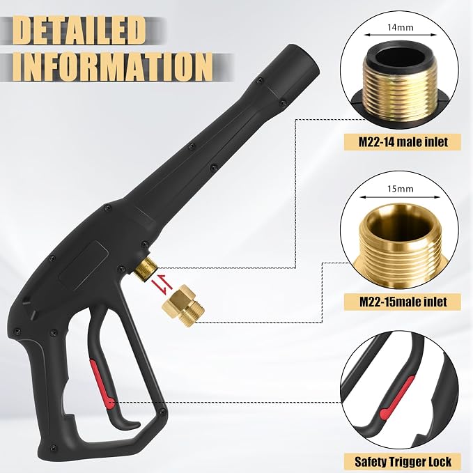 Pressure Washer Spray Gun, for Ryobi Pressure Washer Gun, with Jet Wand and 5 Spray Nozzles