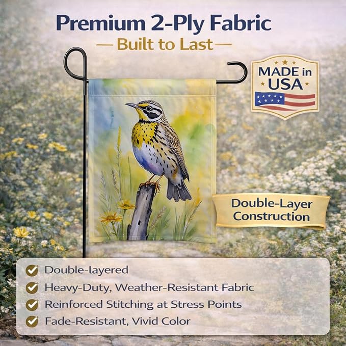 Caroline's Treasures Montana Western Meadowlark Garden Flag Mailbox Flag Decorative Yard Flag Banner Outside Patio Artwork Yard Flower Beds, Garden Size, Multicolor