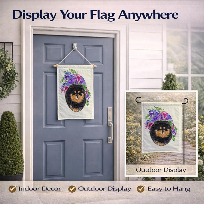Caroline's Treasures SS8075GF Pomeranian Garden Flag Mailbox Flag Decorative Yard Flag Banner Outside Patio Artwork Yard Flower Beds, Garden Size, Multicolor