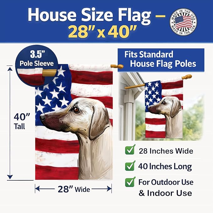 Caroline's Treasures CK6710CHF Sloughi Dog American Flag House Flag Large Porch Sleeve Pole Decorative Outside Yard Banner Artwork Wall Hanging, Polyester, House Size, Multicolor