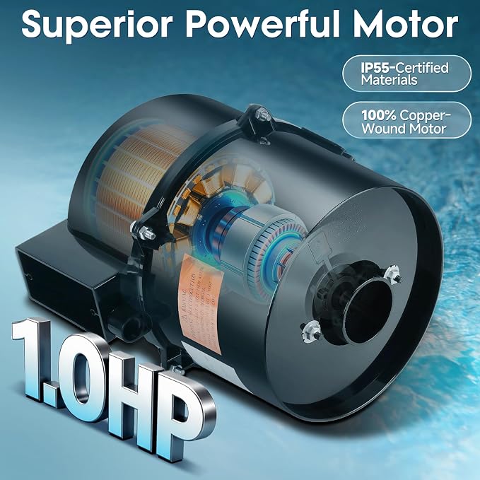 6310131 Silencer Spa Blower 1HP 120V 5.5 Amp 2 Years Warranty | Replacement for Air Supply, Direct 2 Inch Plumbing System, Quiet & Shock-Absorbing Design, for Pool Hot Tub & Spa 4-8 jets