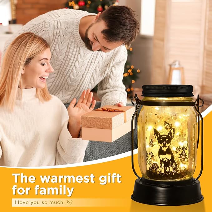 Kyoryuger Chihuahua Gifts for Women/Men Chihuahua Solar Lanterns Dog Mom Birthday Dog Lovers Lantern Pet loss Pet Memorial Lights Solar Garden Decoration Outside for Yard, Patio,Backyard,Porch Torches