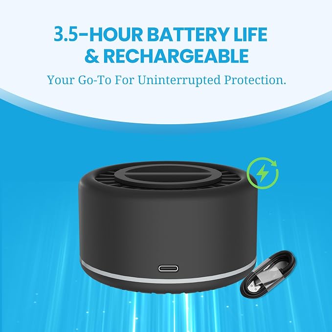 Virine Mosquito Repeller 2 Pack, Portable Mosquito Repellent Devices with 4 Refills, Fan-Powered Diffusion Mosquito Deterrent for Patio, Camping and Outdoor Use, USB-C Charging, Adapter Not Included