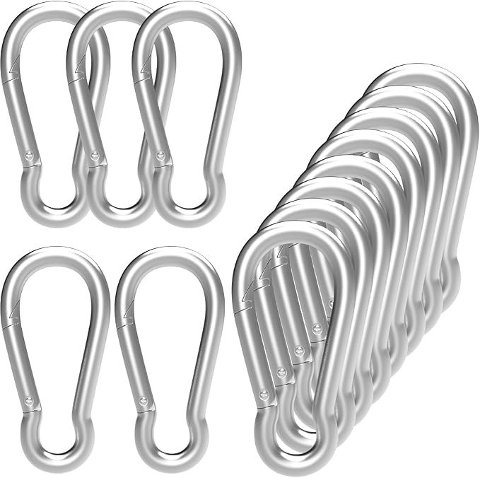 Heavy-Duty Carabiner Clip 1.57"–5.5", Black/Silver Spring Snap Hook, Quick Link Keychain Clip for Keys, Swing Set, Camping, Fishing, Hiking & Traveling (120–1350 lbs)
