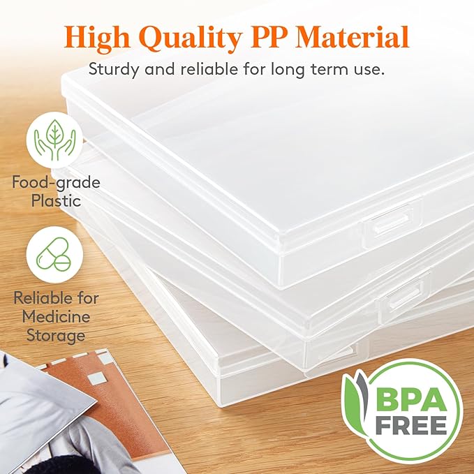 Lifewit 2 Pcs Photo Storage Set with 9 pcs 5"x7" Inner Photo Box& 28 x 22 cm/11x8.5" Transport Case, Craft Organizer for Seed Cards Pictures Office Supplies with 1 Sheet Label Sticker, Clear