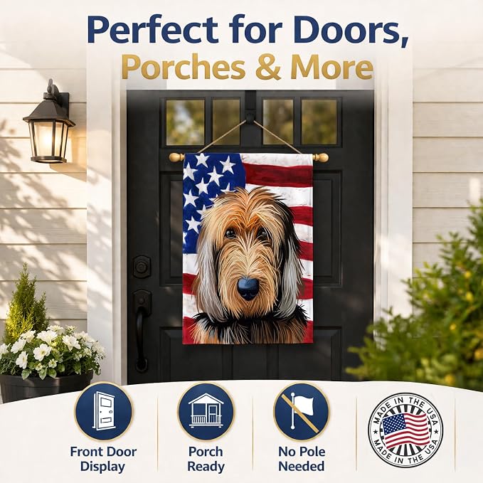 Caroline's Treasures CK6636CHF Otterhound Dog American Flag House Flag Large Porch Sleeve Pole Decorative Outside Yard Banner Artwork Wall Hanging, Polyester, House Size, Multicolor